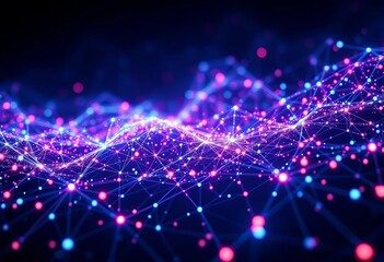 Obraz premium Abstract particle mesh background, glowing nodes and lines forming futuristic tech structures, structure, artificial intelligence
