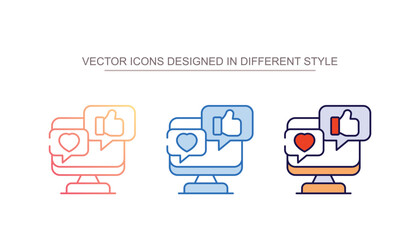  Social Media Like icon design with white background stock illustration