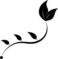 Modern Curved Petal Wave Design in Decorative Black Silhouette Artwork