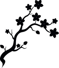 Natural Garden Corner Vine Art Created in Elegant Black Silhouette Style