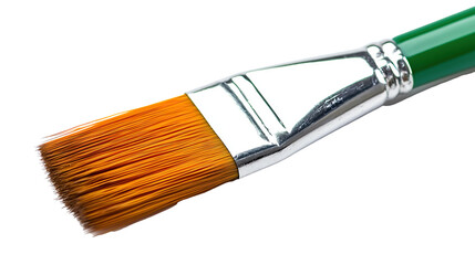 Fototapeta premium Artist's wooden-handled paint brush with metal ferrule and bristles, isolated on transparent background for painting and creative work. PNG