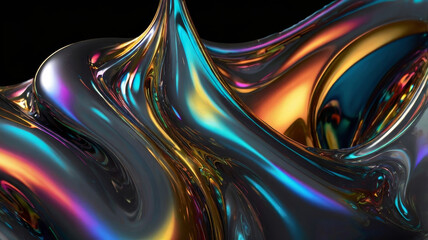 Vibrant Abstract Liquid Metal or Iridescent Holographic Background