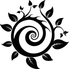 Ornamental Falling Petal Artwork Styled in Beautiful Black Silhouette Look