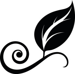 Decorative Nature Swirl Wall Design Rendered in Strong Black Silhouette