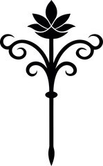 romantic branch with scattered petals elegant black silhouette design for decor