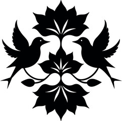 stylized tree edge floral style classic black silhouette decorative design art