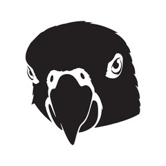 Minimal Parrot Silhouette – Parrot Vector Graphic with Refined Tropical Profile – Bird Silhouette – Black Vector of Parrot

