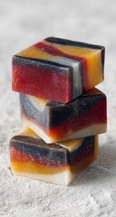 Stacked colorful soap bars