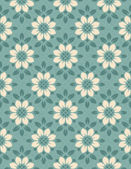 Stylized sunflowers seamless geometric pattern, flower wallpaper background