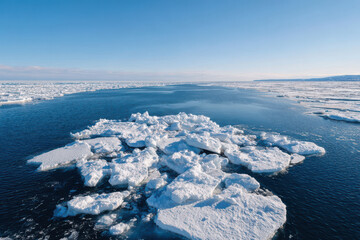 Obraz premium aerial view of the frozen lake
