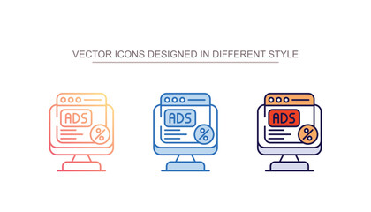 Discount Ads icon design with white background stock illustration