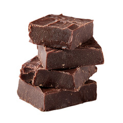 Chocolate fudges stack on transparent background