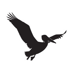 Detailed Pelican Silhouette – Pelican Vector Artwork Emphasizing Large Beak Shape – Pelican Illustration – Bird Silhouette – Silhouette of Pelican

