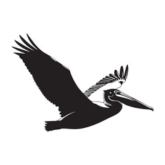Fototapeta premium Bold Pelican Silhouette – Pelican Vector Artwork with Recognizable Water Bird – Pelican Illustration – Bird Silhouette – Silhouette of Pelican