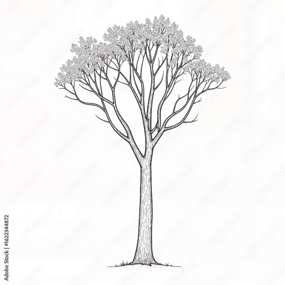 Poster sketch of a bare tree with intricate branches