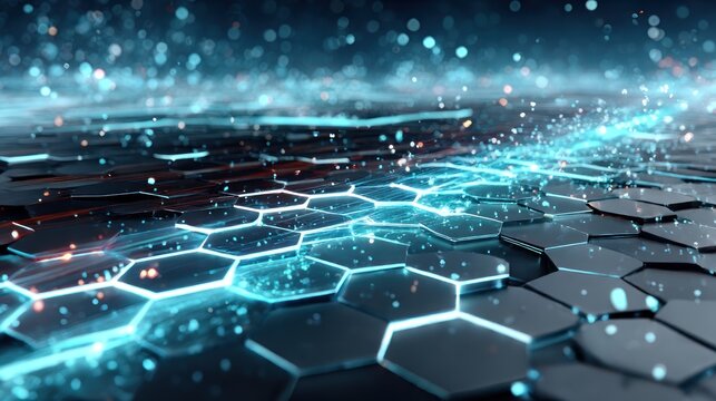 Abstract futuristic honeycomb grid - Powered by Adobe