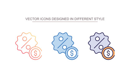 Financial Discount icon design with white background stock illustration