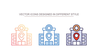 Hospital Location icon design with white background stock illustration
