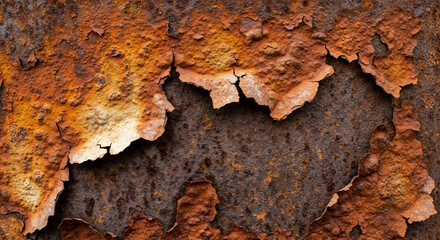 Closeup of Peeling Rust Reveals Textured Surface and Earthy Tones