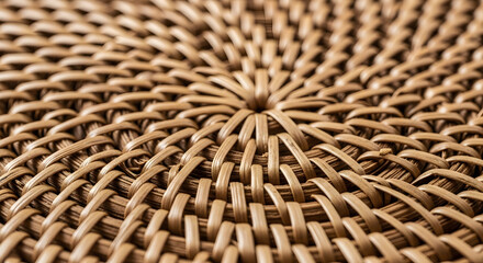 Closeup of Woven Rattan Texture with Circular Pattern and Focus