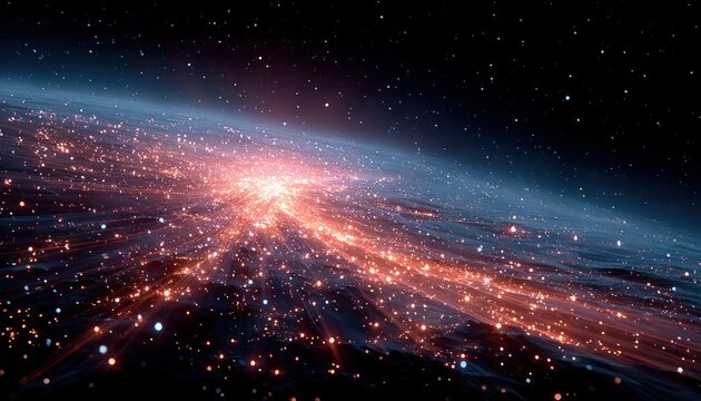 Cosmic city lights on a planet