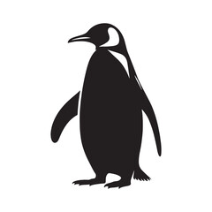 Premium Penguin Silhouette – Penguin Vector Graphic with Crisp Antarctic Features – Bird Silhouette – Black Vector of Penguin


