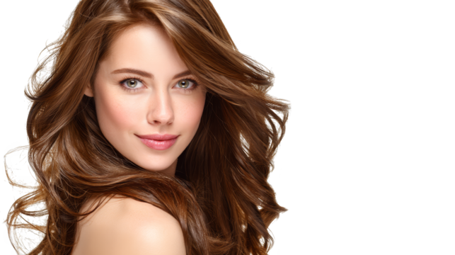 Radiant brown hair, a captivating portrait of woman with luxurious, flowing locks.