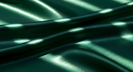 Deep Emerald Green Satin Fabric Texture with Subtle Shimmer