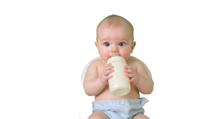 Baby Feeding Time Bottle Puree and Accessories on Green Background