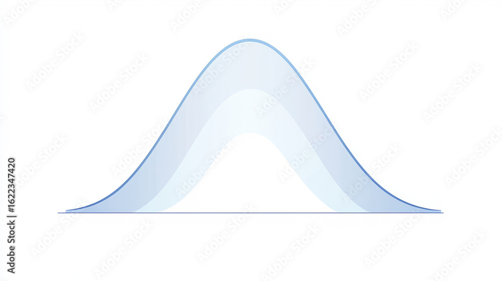 Poster minimalist illustration of two overlapping normal distribution curves in blue tones, ideal for stati