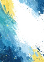 Abstract painting with vibrant blues and yellows