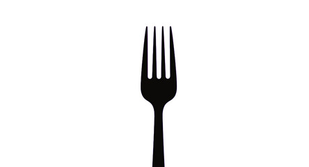 Black Fork on White Background Minimalist Cutlery Image