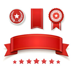 ribbon banner vector art red realistic label des
