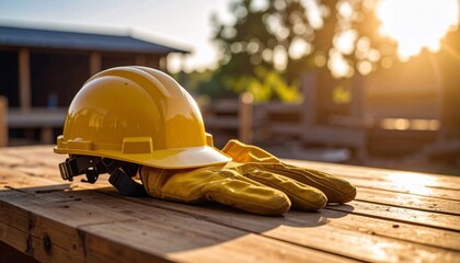 Construction Safety Gear: Hard Hat and Gloves