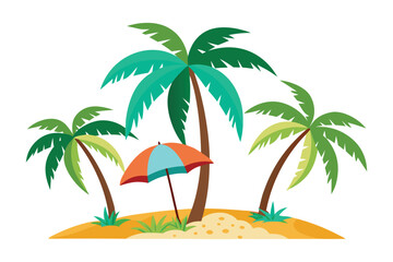 Palm trees and parasol
