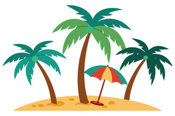 Palm trees and parasol