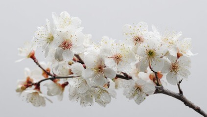 Delicate white blossoms on a branch