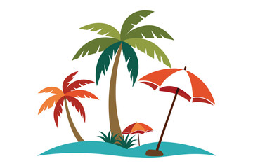 Palm trees and parasol