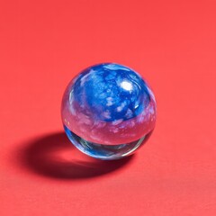 Blue Marble On Red Background