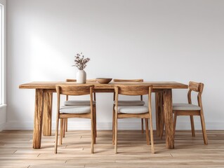 Wooden dining set in minimalist room