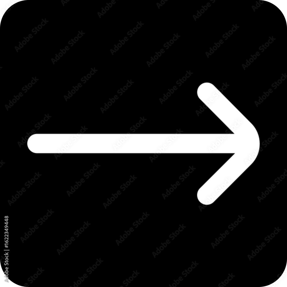 Poster right direction arrow icon for navigation systems
