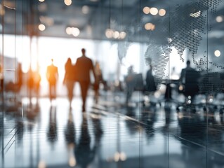 Blurred business people in a modern office