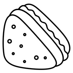 Delicious sandwich, easy coloring for kids, vector, illustration, coloring book, coloring page, cozy, cute, bold, comfy