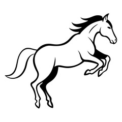 Jumping horse animal line art icon on white background.