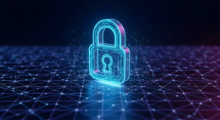 Futuristic digital network security illustration highlighting data protection and encryption for