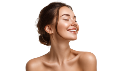Radiant woman with a captivating smile, portrait of joy and happiness smiling.