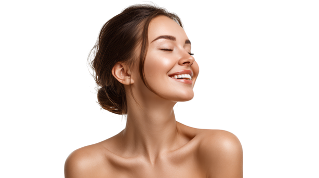 Radiant woman with a captivating smile, portrait of joy and happiness smiling.