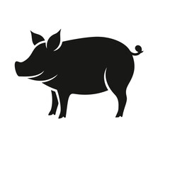 pig silhouette vector on white background