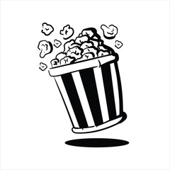 Lineart Popcorn Vector Illustration Minimalist Lineart Style