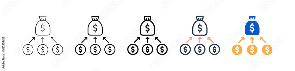 Poster debt consolidation different style icons set vector illustration.